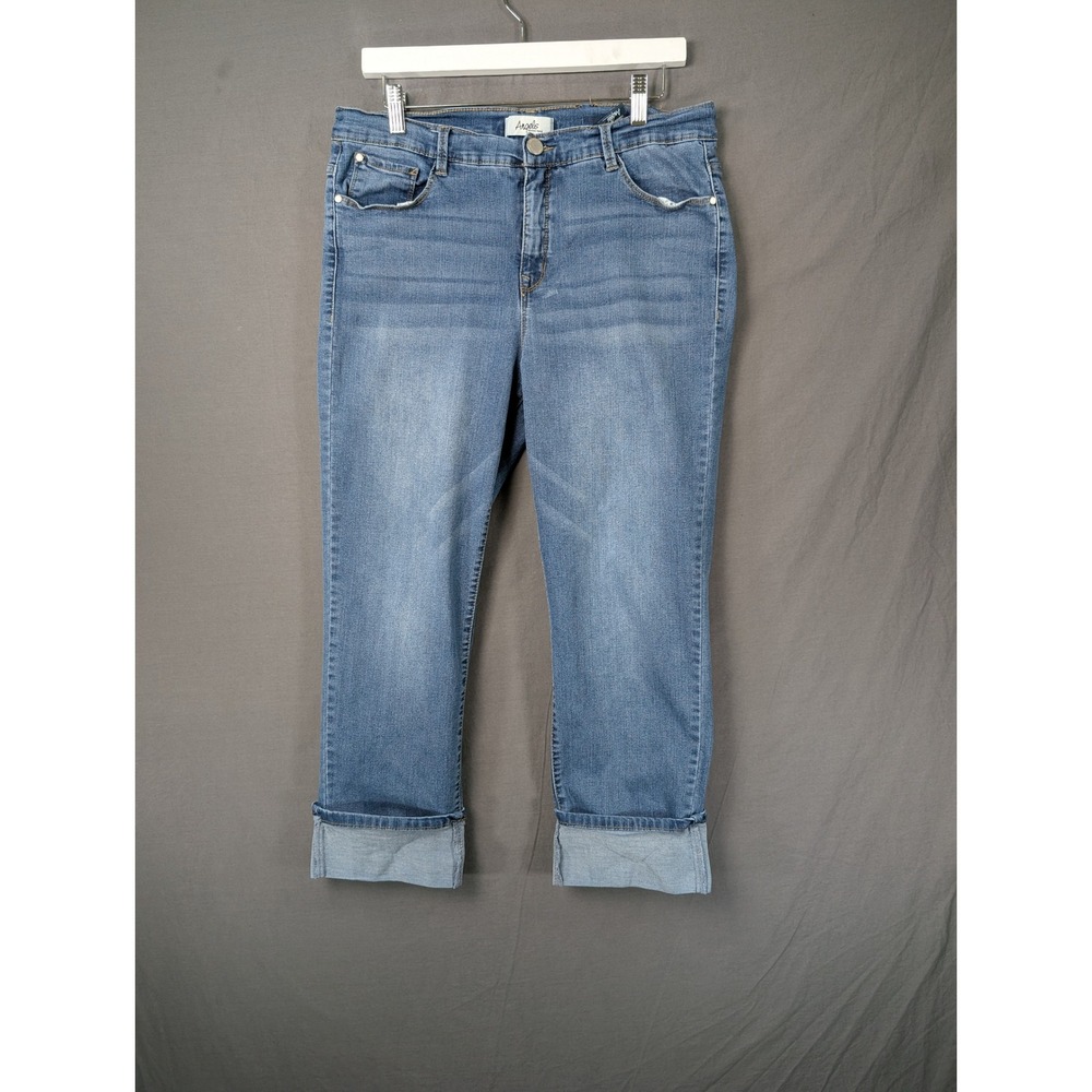 Angels Forever Young Curvy Skinny Crop Jeans Blue Denim Cuffed Size 14